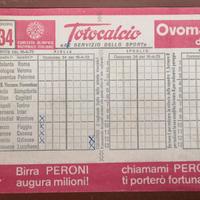 Schedina totocalcio N.34-15 aprile 1973