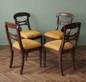 Sedie,set di 4,in noce,stile Carlo X,Biedermeier 