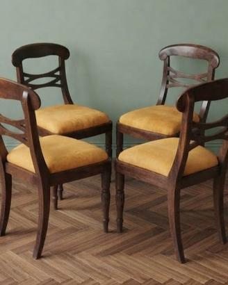 Sedie,set di 4,in noce,stile Carlo X,Biedermeier 