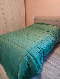 Coperta in lana merinos verde damascato 234x190