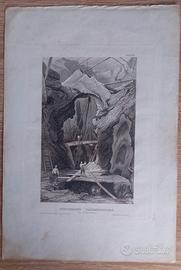 Incisione Antica 1840 Miniera Svedese