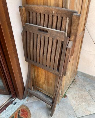 6 Sedie poltrona di legno teak con cuscini