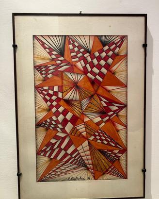 Quadro disegno astratto Raffaele Cattolica 36x51,5