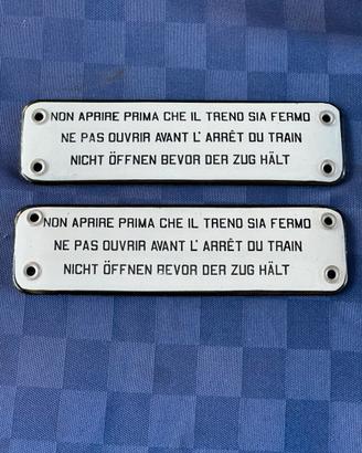 Coppia Targhe Smaltate Treno FS Vintage