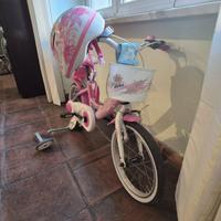 Bicicletta bambina con casco e rotelle - Lombardo