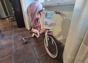 Bicicletta bambina con casco e rotelle - Lombardo