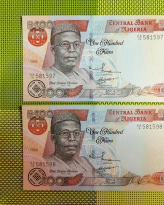 banconote Nigeria  1999 numeri consecutivi UNC