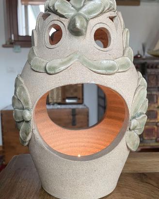 Gufo in terracotta smaltata