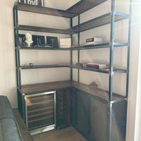 Libreria ad angolo rovere e metallo - made in IT