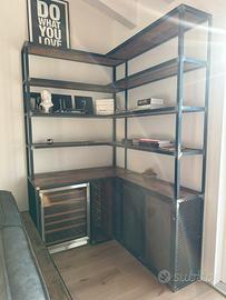 Libreria ad angolo rovere e metallo - made in IT