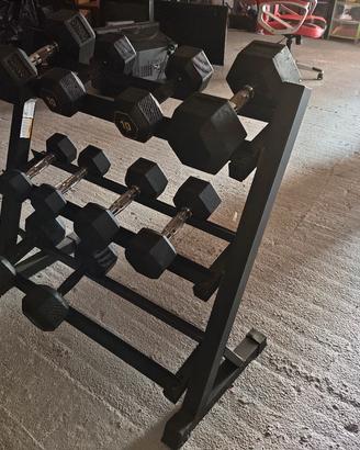 rastrelliera manubri Esagonali HEX da 5kg a 20kg
