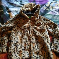 Benetton pelliccia ecologica leopardata tg 11/12 a