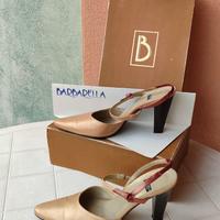 SCARPE ELEGANTISSIMA ORO E BORDOUX, VERA PELLE, TA