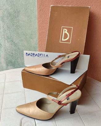 SCARPE ELEGANTISSIMA ORO E BORDOUX, VERA PELLE, TA