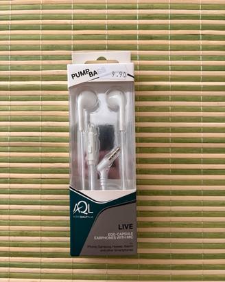 AQL LIVE Auricolari Pump Bass con Mic Bianco