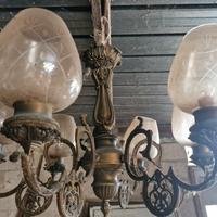 lampadario antico ottone 