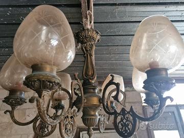 lampadario antico ottone 