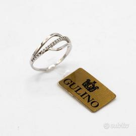 ANELLO ORO BIANCO 18KT ZIRCONI BIANCHI a.670