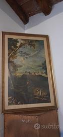 Paesaggio classico con cornice dorata
