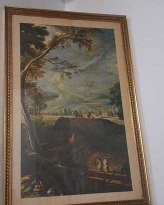 Paesaggio classico con cornice dorata