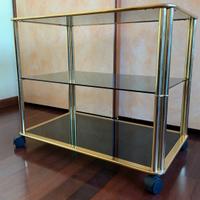 TAVOLINO/CARELLO PORTA TV Ottone e vetro