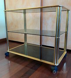 TAVOLINO/CARELLO PORTA TV Ottone e vetro