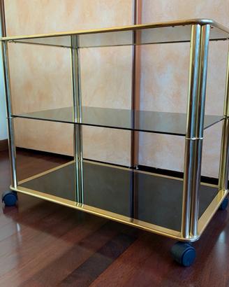 TAVOLINO/CARELLO PORTA TV Ottone e vetro