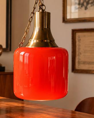 Lampadario vintage in vetro rosso anni ’70