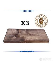 SET 3 MENSOLE DA PARETE IN LEGNO REALIZZATE A MANO