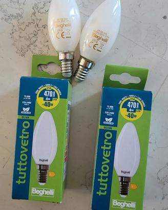 4 lampadine LED Beghelli Tuttovetro Oliva E14 –NEW