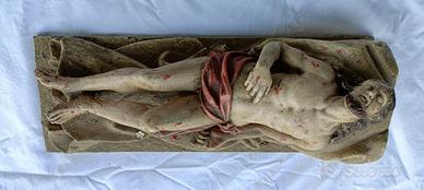 Scultura, Cristo deposto - 42 cm - Legno policromo