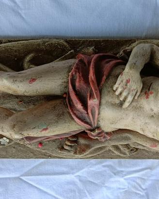 Scultura, Cristo deposto - 42 cm - Legno policromo