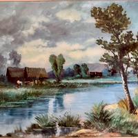 5 quadri su vetro vintage