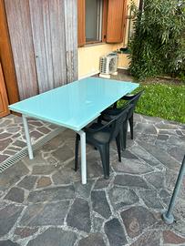 Tavolo vetro satinato allungabile