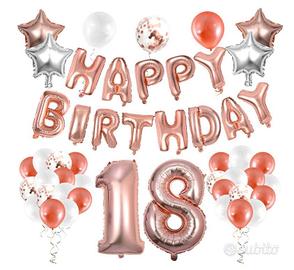 Set 18 Compleanno Decorazioni Oro Rosa 18 Anni