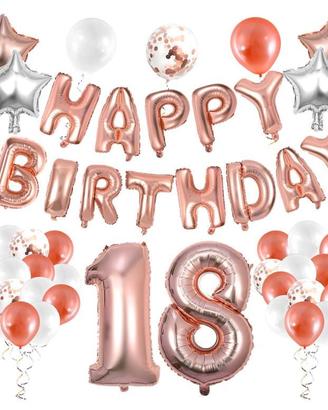 Set 18 Compleanno Decorazioni Oro Rosa 18 Anni