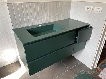 Mobile bagno, colore verde, L. 115 x p. 50 cm.