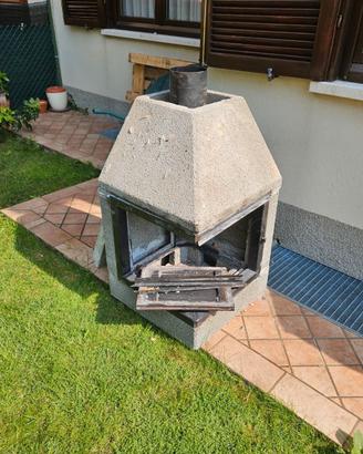 Caminetto prefabbricato angolare