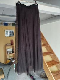 Gonna lunga tulle marrone