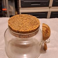 Barattolo vetro con cucchiaio legno  incorporato