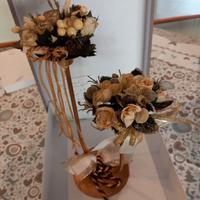 porta candele dorato con ghirlande di natale 