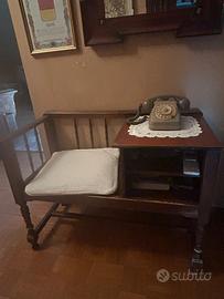 Panca porta telefono vintage in legno massello