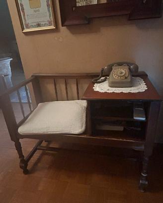 Panca porta telefono vintage in legno massello
