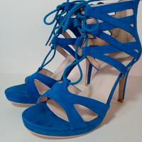 Sandali a stivaletto blu elettrico 39 tacco 12