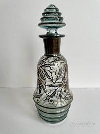 Antica bottiglia Liberty 1880 in vetro e argento,