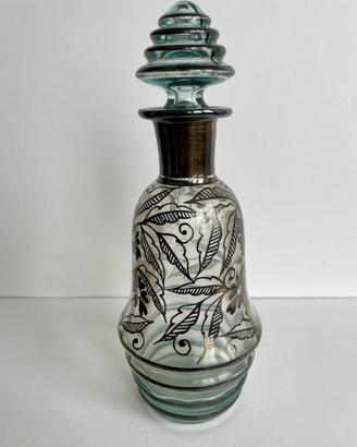 Antica bottiglia Liberty 1880 in vetro e argento,