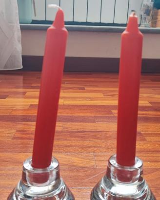 set porta candela Ikea con 6 candele rosse