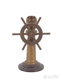 Timone Da Nave Ottone E Legno Vintage Anni 50