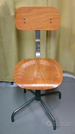 Sedia sgabello industriale da tecnigrafo vintage