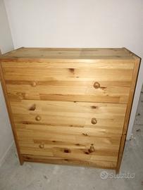 cassettiera tre cassetti legno nat